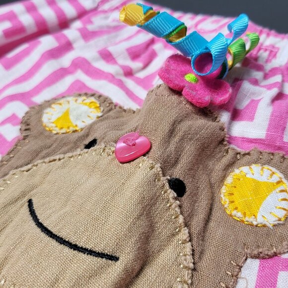 Mud Pie Baby Girl's Pink Monkey Embroidered Shorts Size 0-12 Months Cute Fun - Picture 3 of 8